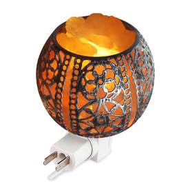 IMY King Salt Night Light,Natural Wall Light Salt Lamp with 2 Bulbs, Himalayan Rocks Salt Lamp with Spherical Metal Basket Gift（Fade-Change）