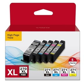 PGI-270XL CLI-271XL Ink Cartridges Replacement for Canon 270 271 Ink Cartridge 5 Color to use with MG6820 MG6821 MG6822 MG5720 MG5721 MG5722 TS5020 TS6020 Printer 5Pack