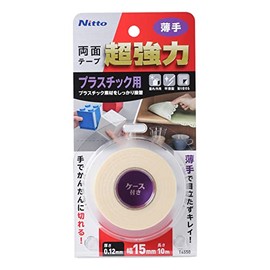 Nitoms T4550 Ultra Strong Double-Sided Tape for Plastic (Thin) 0.6 inches (15 mm) x 32.8 ft (10 m)