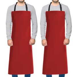 Homsolver 2 Pack Waterproof Rubber Vinyl Apron for Women, Lightweight Chemical Resistant Industrial Work Apron, Adjustable Plastic Aprons for Dishwashing Butcher Dog Grooming Lab Work Fish Cleaning