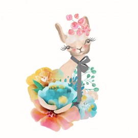 Wallmonkeys Watercolor Floral Baby Llama Wall Decal Peel and Stick Animal Graphics (36 in H x 36 in W) WM502898