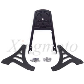 AfterMokit Replacement Backrest with Leather Pad for Harley Davidson Sportster 883 1200 1995-2008 Black Skull Sissy Bar