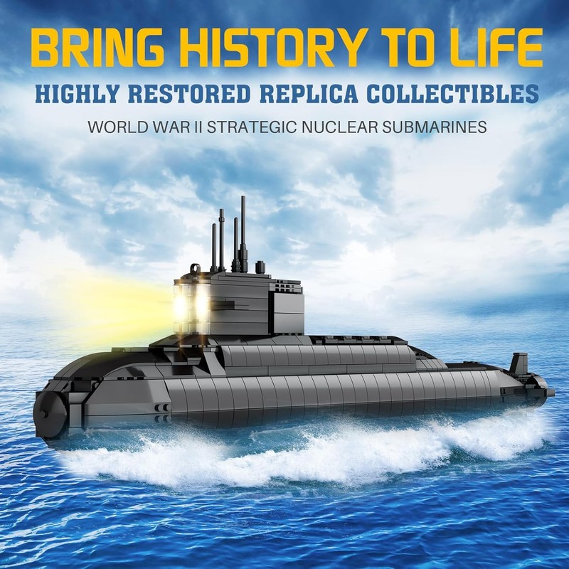 Amoyasite Nuclear Submarine Building Set, 1498 Pcs WWII Military Military