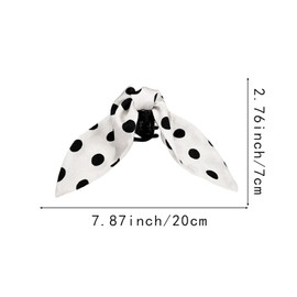2PCS Ponytail Hair Clip Claw Clips for Thick Thin Hair Ribbon Bows Polka Dot French Ponytail Accessories for Women Girls(Black,White)