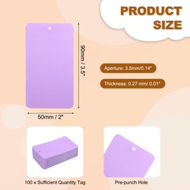 uxcell 100Pcs Purple Plastic Shipping Tags, 3.5" x 2" Waterproof Labeling Tags Writable Blank Hang Tags Perforated for Valve Marking, Gift, Luggage, Garage, Inventory Tag