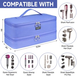 LEFORZ Travel Carrying Case Compatible with Shark Flexstyle/FlexFusion/Hair Dryer,Double-Layer Hair Hot Tools Storage Bag Fits for Dyson Airwrap Styler/Supersonic Hair Dryer and Attachments,Purple-Bag Only