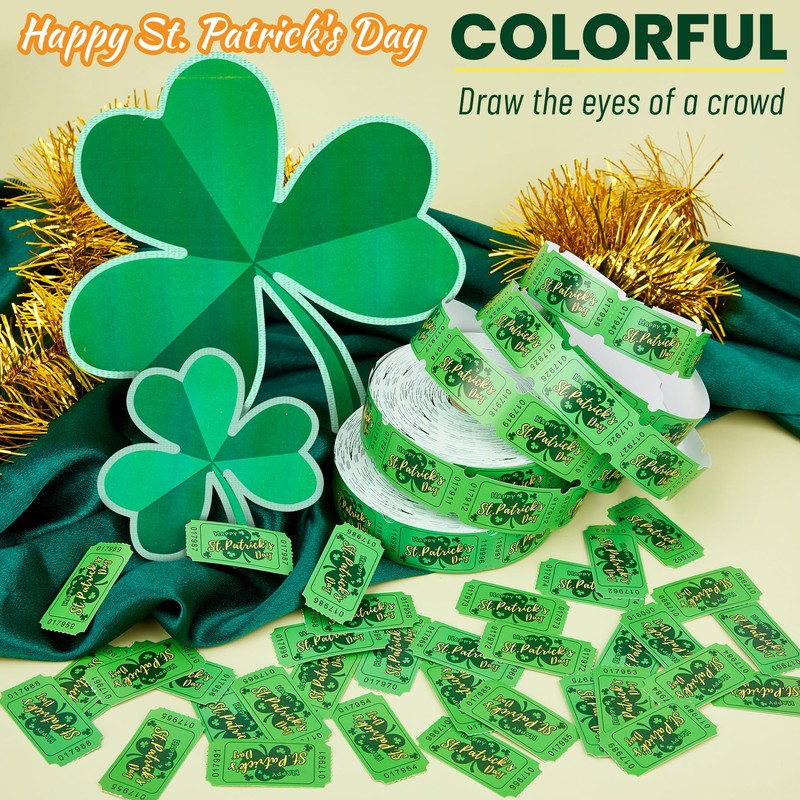 1000 Pieces St. Patrick's Day Raffle Tickets Green Shamrock Tickets
