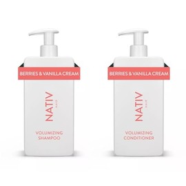 New Limited Edition Collection Shampoo and Conditioner Set By Nativee - 16.5 FL OZ each, (2) bottels (1) Shampoo and (1) Conditioner (Berries & Vanilla Cream)