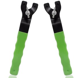 Angle Grinder Spanner Wrench Set 2pcs, Universal Adjustable High-Carbon Steel Locknut Pin Wrench with Thickened Rubber Handle for Grinder Machines