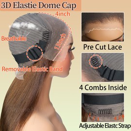 Brown Glueless Wigs Human Hair Pre Plucked Pre Cut 13x4 Wear and Go Glueless Wig Chocolate Brown Lace Front Wigs Human Hair 180% Density Glueless Wigs for Black Women 30 inch