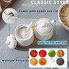 HAOTOP Ceramic Sugar Bowl 2 Pack, PorcelainJar with Tray, Spoon