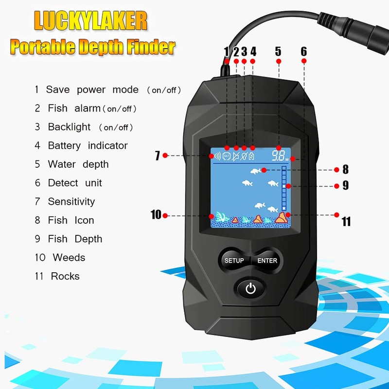 LUCKYLAKER Water Boat Fish Finders Depth Portable Handheld Fish Finder