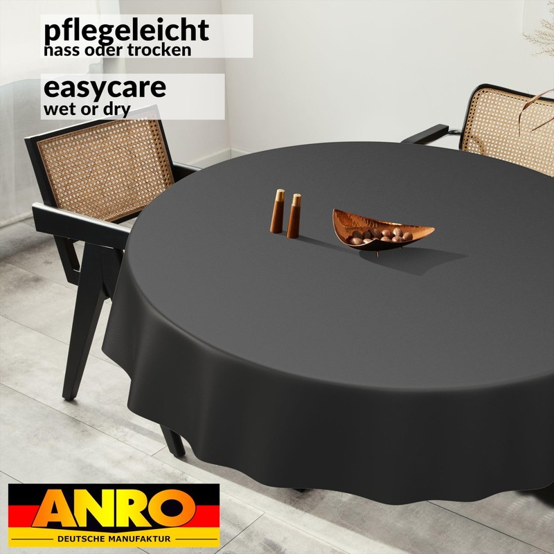 ANRO Oilcloth Tablecloth, Washable, Oilcloth, Garden Tablecloth, Outdoor, Indoor, Round,