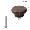 Wealrit 4 pcs Round Wood Cabinet Knobs with Screws,Black Walnut