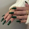 SXVME Dark Green False Nails Long Square, Acrylic Press on