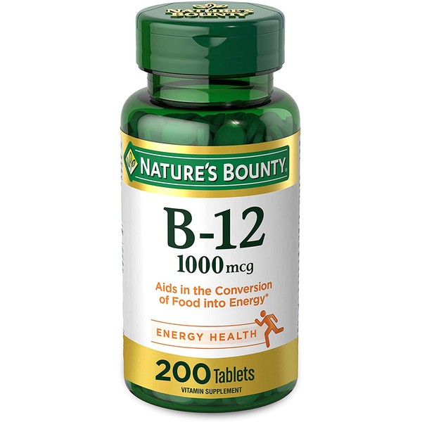 Vitamin B12 by Nature's Bounty, Vitamin Supplement, Supports Energy Metabolism and Nervous System Health, 1000mcg, 200 Tablets