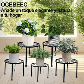 Paquete de 5 Soportes de Metal para Plantas, Soporte para Macetas Redondo Resistente, Soporte de Hierro Inoxidable en Diferentes Tamaños, Soporte para Decoración Del Hogar Interior y Exterior