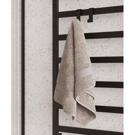 DABSTORY Door Hook Towel Holder - Rustproof, No Drilling, for Bathroom & Kitchen, Universal for 1.2/2.4 cm Surfaces, Scratch-Resistant, Easy to Install, Minimalist Design in Matte Black