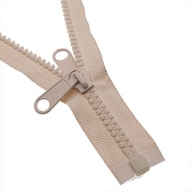 Leekayer 2PCS #10 36 Inch Separating Zipper 91cm Beige Plastic Zipper with Double Pull Tab Slider, Zipper for Sewing Tent Sleeping Bag, Boat Canvas,Trampoline, Dog Bed(36" 2pcs)