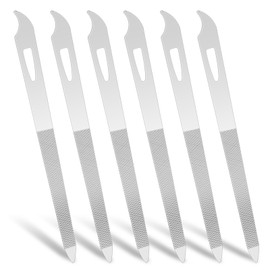6 Pieces Metal Nail File with Nail Cleaner Tip 5.5’’ Stainless Steel Nail File Thin Durable Toenail File Professional Diamond Nail Buffer Double Sided Nail File for Natural Nails