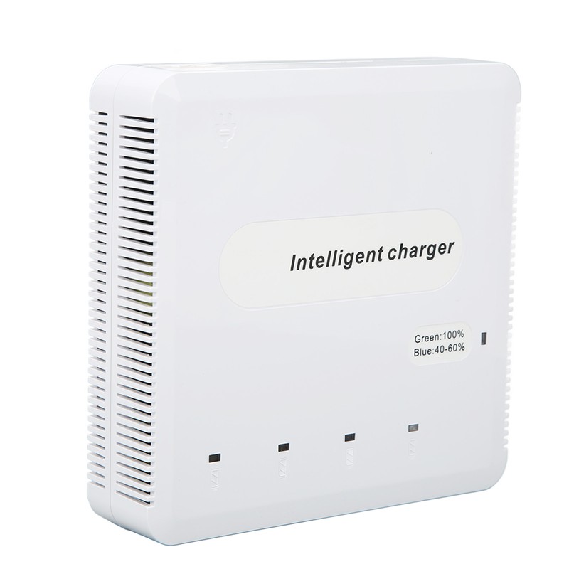 Intelligent Battery Charger with 4 Battery Ports 2 USB Ports