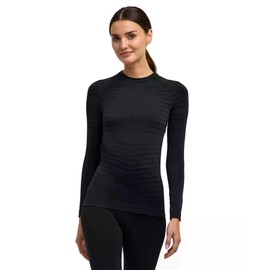 FALKE Maximum Warm Round Neck W L/s Sh filo funzionale asciugatura rapida 1 pezzo, Maglia Donna, Nero Black 3000, M