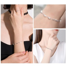 Bracelets for Women, Adjustable Layered Bracelets, Sterling Silver Bracelet, 925 Silver Star Bracelet, Bracelet for Women, Friendship Bracelet, Gifts for Women Girls