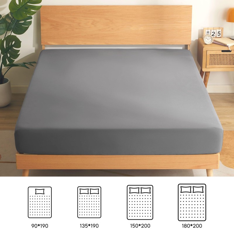 SONIVE Fitted Sheet Soft Brushed Polyester Wrinkle-Resistant, Hotel Quality, Deep