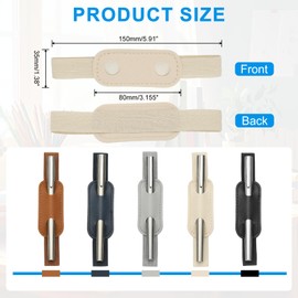 PATIKIL 4 Pcs Adjustable Pen Loop Holder for Notebook, PU Leather Pen Holder Pencil Sleeve Elastic Strap Band Designed for Journals Clipboards Notebooks Calendars, Beige