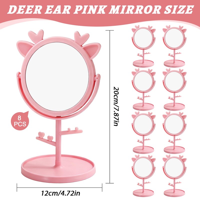 Super Ubelle 8 Pcs Deer Ear Vanity Mirror for Girls