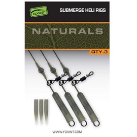 Fox Naturals Submerged Heli Rigs 40Lb - 3 Carp Rigs Fishing Tackle for Carp Fishing, Helicopter Rig