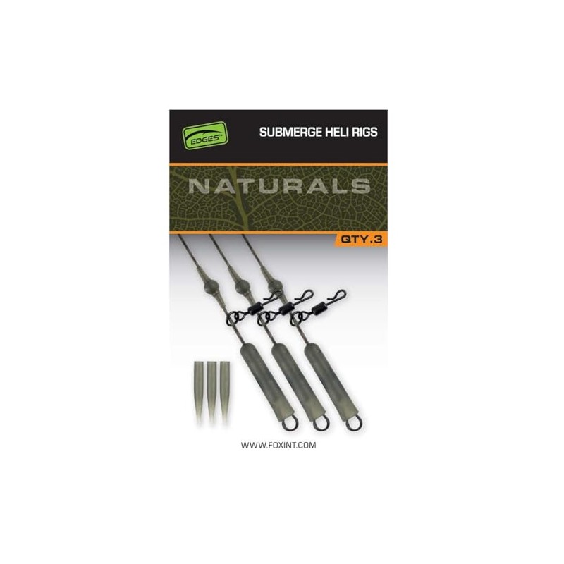 Fox Naturals Submerged Heli Rigs 40Lb - 3 Carp Rigs