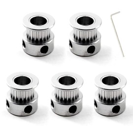 GT2 Timing Belt Pulley 20 Teeth 8 mm Bore for 6 mm Timing Belt 3D Printer Pack of 5 (Wrench Included)