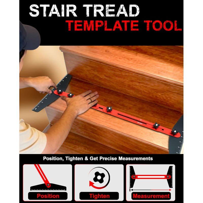 Stair Tread Template Tool 8" to 60" Adjustable for Measuring.