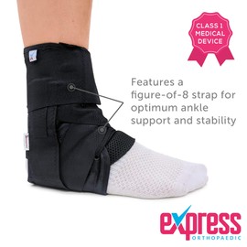 Express Orthopaedic Medically Approved Low Profile Figure of 8 Ankle Brace with Removable Stabilising Side Stays (2X-Large)
