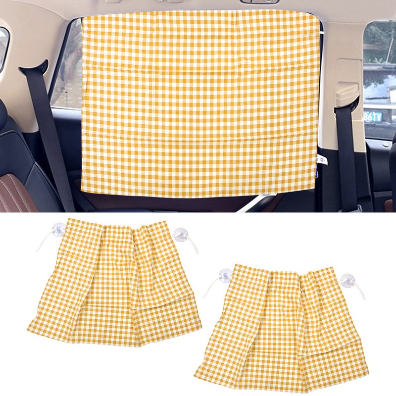 2Pcs Grid Design Anti Ultraviolet Car Curtain Side Car Window