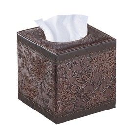 Leather Tissue Box Cover Square,Upgrade 99% Compatible Large Size,Cube Tissue Box Holder for Napkin Facial Paper,Dryer Sheet Dispenser Organizer for Bathroom Vanity Countertop,Night Stand