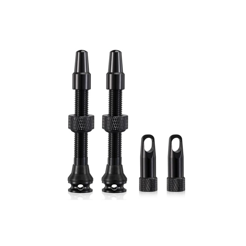 2PCS Bike Tubeless Presta Valve Stem, Black, Integrated Core Removal