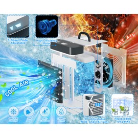 Portable Air Conditioners Fan, Mini Air Conditioner with 2 Ice Packs, 3 Speed Anti-leakage Water Personal Ice Air Cooler for Room Desk Office Home Tent(JC-02)