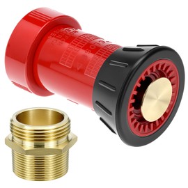 QWORK 1-1/2" NST/NH Fire Hose Nozzle & Brass Nipple Fitting 1-1/2" NPT x 1-1/2" NST (NH)