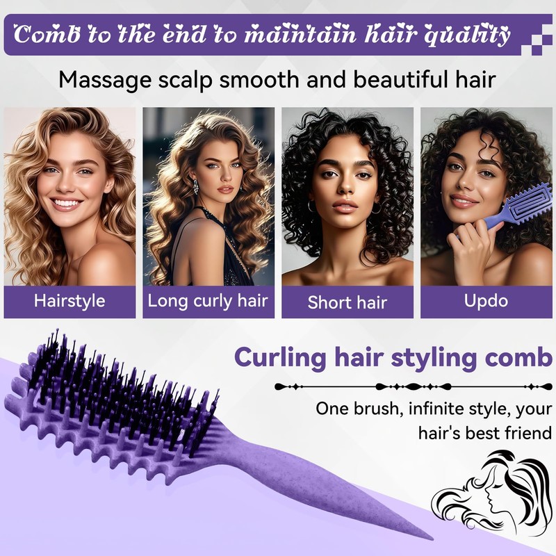 Curling Brush for Curls, Gentle Detangling & Styling without Pulling,