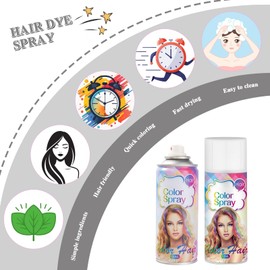 Temporary Hair Color Spray, Hair Color For Women, Temporary Hair Dye, Grey Hair Dye, Washable, Easy To Colour, Mild Formula, Suitable For Various Hair Types, Works On All Hair Colors 120ml