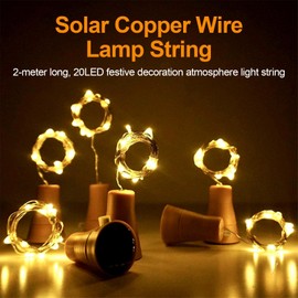 6 Stück LED Flaschenlichter Solar, Flaschenlichterkette Korken Lichterkette Outdoor Wasserdicht mit 2m 20 LED-Leuchten für Außen Garden Bottle Mason Jar Decor Party, Hochzeit, Weihnachten Warmweiß