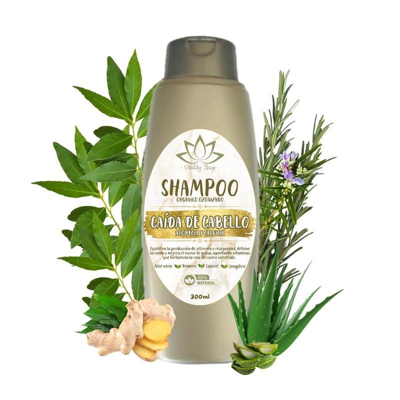 Shampoo Orgánico Ozonizado De Romero y Aloe Vera y Vitamina