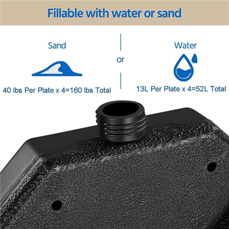 Yaheetech 4Pcs 13L Heavy Duty Offset Outdoor Umbrella Base Water
