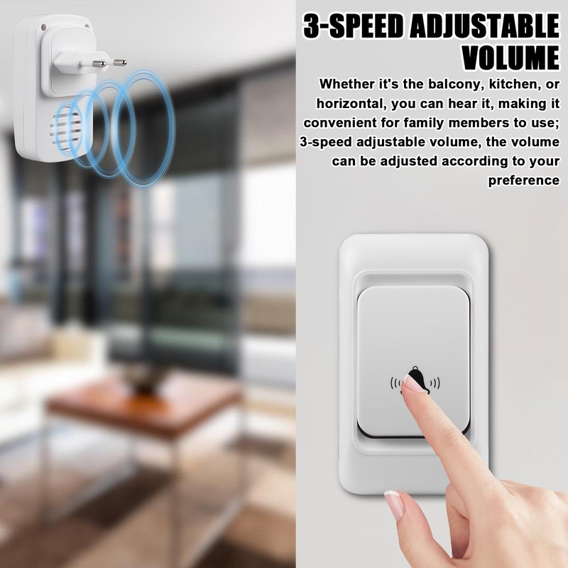 Wireless Bell Set, 150 m Range Doorbell Wireless Set Waterproof