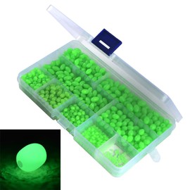 OriGlam 900pcs Luminous Fishing Beads, Oval Plastic Glow Fishing Beads Egg Beads, Glow in Dark Fishing Tackle Accessories, Fishing Bead Floating Tools, Green