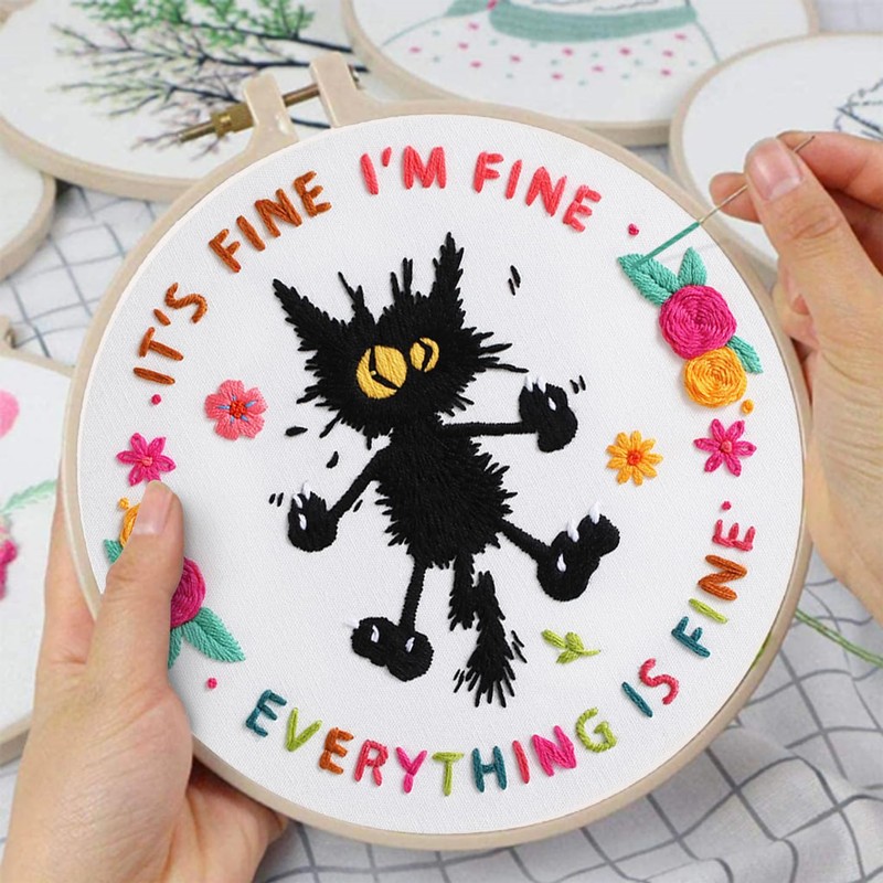 Louise Maelys Cute Cat Embroidery Kits for Beginners,Adults Starter Cross