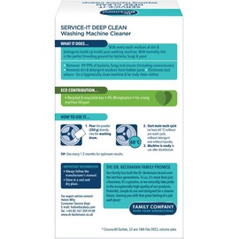 Dr. Beckmann Service-it Deep Clean Washing Machine Cleaner – 250g Powder – Removes 99.99% of Bacteria, Fungi & Viruses – Eliminates Odours, Limescale & Residue for a Hygienic, Fresh-Smelling Machine