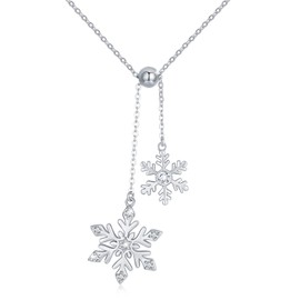 ZIPPICE Snowflake Necklace for Women 925 Sterling Silver Snowflake Chain Winter Christmas Chain Necklace with 3A Zircon Pendant Jewellery Gifts for Women Girls, Sterling Silver, 3A Zircon